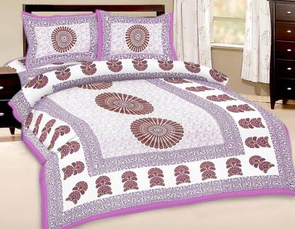 UNIQCHOICE Cotton Double Flat 144 TC Printed Bedsheet