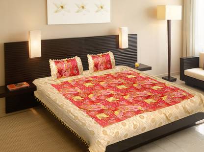 shop jaipuri Silk Double Abstract Flat Bedsheet
