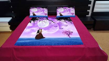 Amk 380 TC Velvet Double 3D Printed Flat Bedsheet