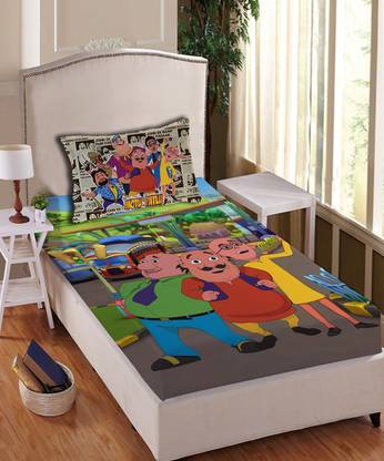 MOTU PATLU Cotton Single Flat Cartoon Bedsheet