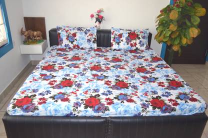 Manya Shop Cotton Double 3D Printed Flat Bedsheet