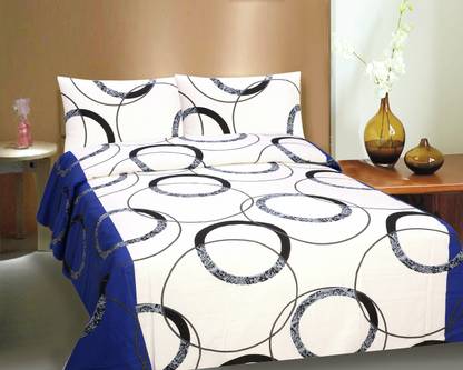 Divine Casa 104 TC Cotton Queen Printed Flat Bedsheet