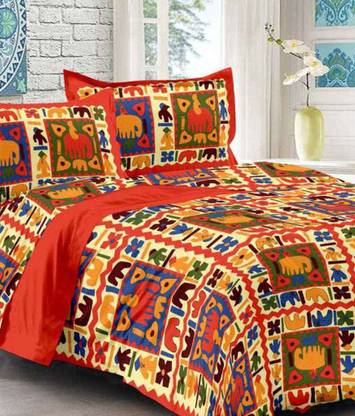 Bombay Spreads Cotton Double Flat 120 TC Printed Bedsheet