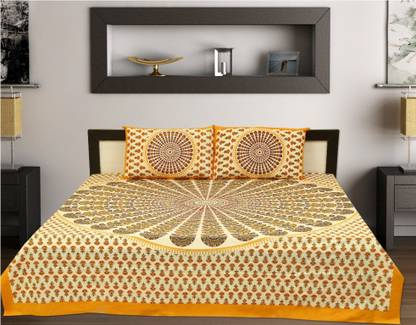 AANGAN 4 TC Cotton Double Text Print Flat Bedsheet