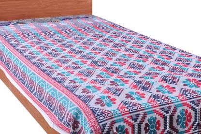 Chennimalai Cotton Single Self Design Fitted (Elastic) Bedsheet