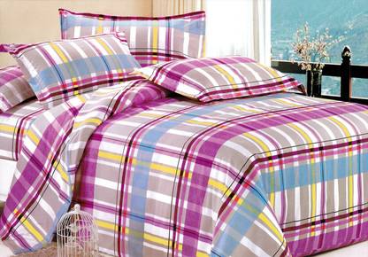 Plaxo Polycotton Double Checkered Flat Bedsheet