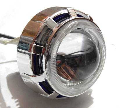 Autozot Bike LED Headlight with Dual Angel Eyes, 1 Devil Eye, High, Low & Flashing Mode Projector Lens