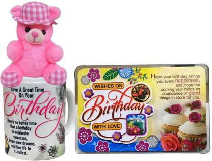 Saugat Traders Birthday Gift Combo - Soft Teddy, Birthday Quotation & Coffee Mug