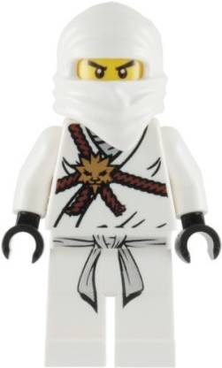 LEGO NINJAGO MINIFIGURE ZANE ZX GOLD ARMOR KATANA WHITE NINJA WITH HAIR AND HOOD