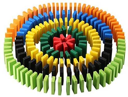 Click N' Play 300-piece 100% Real Wooden Domino Blocks Set, Racing Toy Game, Building and Stacking Toy Blocks