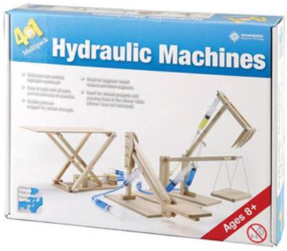 Sabmatt Hydraulic Machines 4-in-1 Wooden Kit (Cherry Picker, Platform Lifter, Excavator, Scissor Lift)