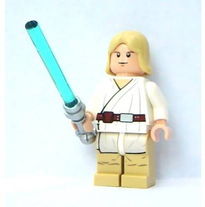 LEGO Luke Skywalker (Tatooine) White Pupils and Lightsaber Star Wars mini figure