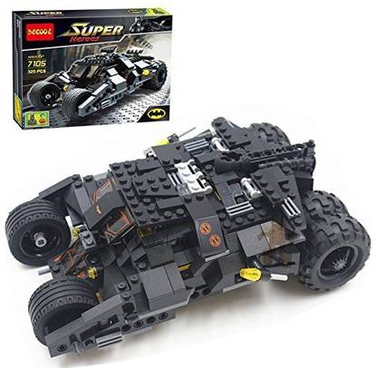 Montez 325 PCS Super Heroes DIY Bat Tank Block Set with 2 Minifigures and Brick Separato