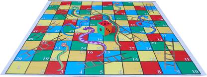 Atpata Funky 10x10 Ft Mat Snakes &Ladders & Dice 8inch (Regular Theme) Party & Fun Board Game