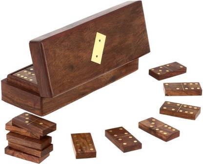 RoyaltyLane Set of 8 - Handmade Wooden Domino Tile Game in Storage Box - with Playing Instructions - Gifts in Sets Educational Board Games