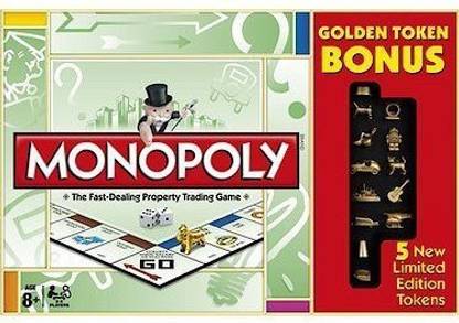 Monopoly Golden Token Bonus Edition Party & Fun Board Game