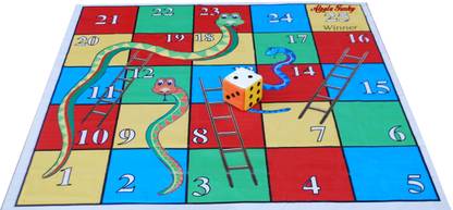 Atpata Funky 5x5 Ft Mat Snakes&Ladders & Dice 5inch Party & Fun Board Game