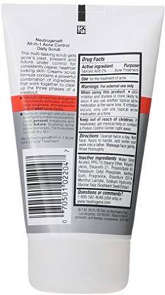 NEUTROGENA Neutrogena All-in-1 Acne Control Daily Scrub, 4.2 Fluid Ounce