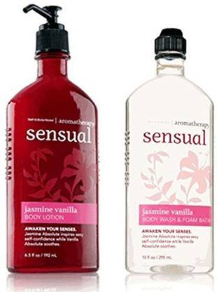 BATH & BODY WORKS Aromatherapy Sensual Jasmine Vanilla Wash Foam Lotion Bundle (Jasmine Vanilla)