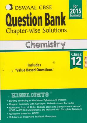 Oswaal CBSE Question Bank chapter-wise solutions For Class 12 Chemistry