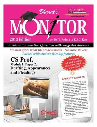 Monitor CS Professor - Drafting, Appearances and Pleadings  - Previous Examination Questions with Suggested Answers - Module 1 (Paper 2) 1st Edition