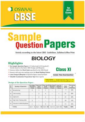 Oswaal CBSE Sample Question Papers For Class 11 Biology 1st  Edition