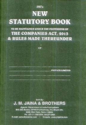 New Statutory Book:To be Maintantained Under The Provisions of The Companies Act, 2013