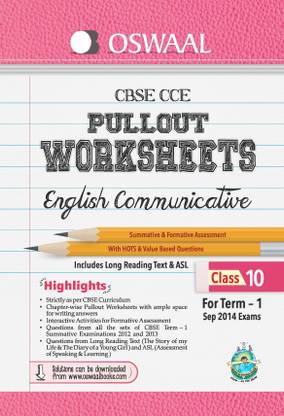 Oswaal CBSE CCE Pullout Worksheets for Term 1 Class 10 English Communicative 1st Edition