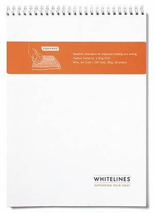 Whitelines Wire Top A4 Squared Notebook - White