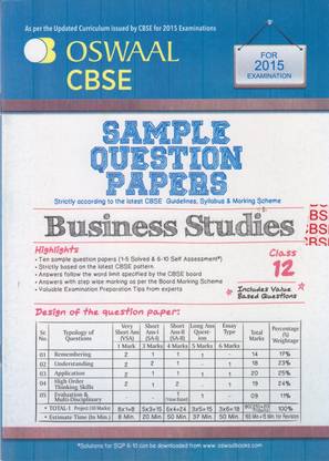 Oswaal CBSE Sample Question Papers For Class 12 Business Studies