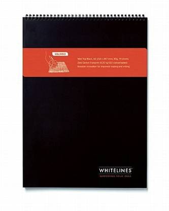 Whitelines Wire Top A4 Squared Notebook - Black