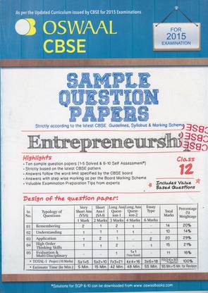 Oswaal CBSE Sample Question Papers For Class 12 Enterprenuership