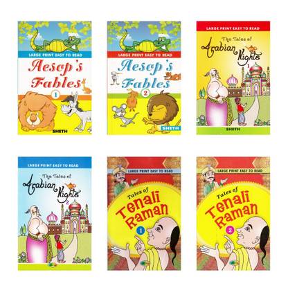 Large Print Easy to Read Book 1 (Set of 6)| Classical Tales of Aesop's Fables, Arabian Nights & Tenali Raman| Children Picture Illustrated Tales Book