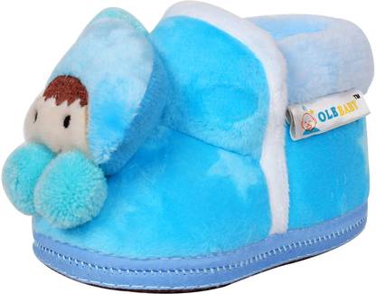OLE BABY Cute Noddy Plush Soft Furry Organic 3d Toons 3-12 Months Booties
