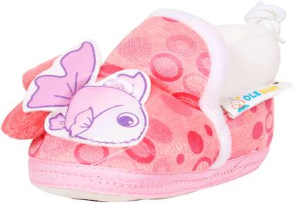 OLE BABY Cute Fish Applique Bubbles Print Soft Furry Organic 3d Toons 3-12 Months Booties