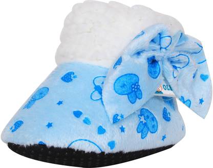 OLE BABY Bow Style Teddy Star Soft Furry Organic Toons 3-12 Months Booties