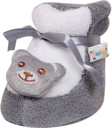 OLE BABY Cute Balu the bear Plush Soft Furry Organic 3d Toons 0-9 Months Booties