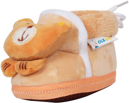 OLE BABY Teddy Plush Soft Furry Organic 3d Toons 3-12 Months Booties