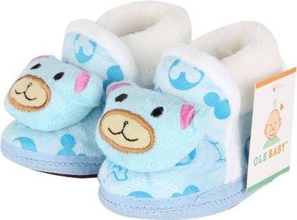 OLE BABY Soft Furry 3d Toons Anti-Skid Booties
