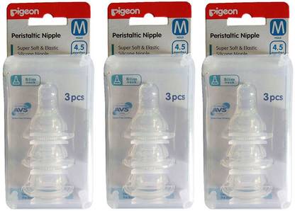 Pigeon Peristaltic Medium Size nipple (Pack Of 3) Medium Flow Nipple
