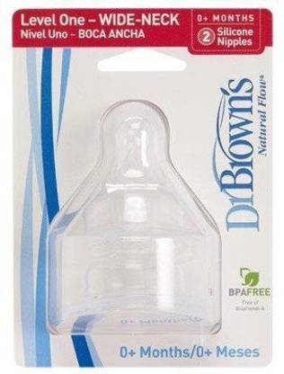 Dr. Brown's Wide Neck Baby Bottle Nipple 2 Pack Size: Level 1 Slow Flow Nipple