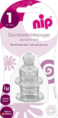 Nip Milk (M) with Vent Bottle Teats size 1 Medium Flow Nipple