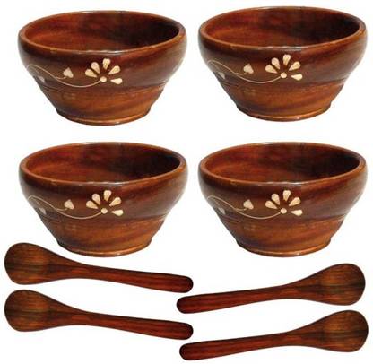 Onlineshoppee Wooden Soup Bowl Wooden Handcraved
