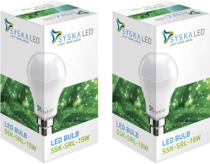 Syska Led Lights 18 W, 15 W Standard B22 LED Bulb