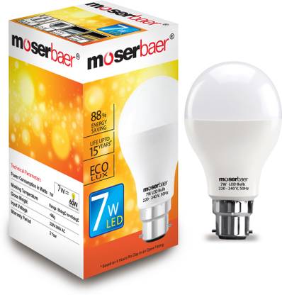 moserbaer 7 W Basic Standard B22 LED Bulb