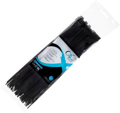 Tycab 12 inch (300 mm x 4.8 mm) Black - 1 Pack of 100 Nylon Standard Cable Tie