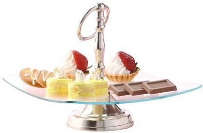 BOROSIL Glass Cake Server