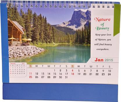 Indigo Creatives Beautiful Nature Scenic 2015 Table Calendar