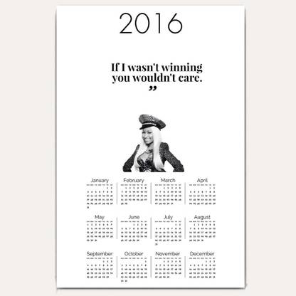 Hawtskin Nicki Minaj Quotes 2801 wall calendar 2016 Wall Calendar
