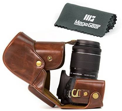 MegaGear "Ever Ready" Protective Brown Leather Camera Case, Bag for Canon EOS Rebel SL1 with 18-55mm EF-S IS STM , Canon Eos 100D , Kiss X7  Camera Bag